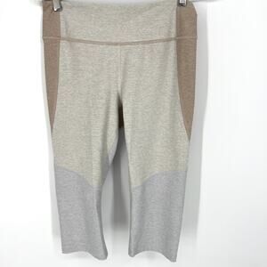Outdoor Voices Tan Gray Color Block 3/4 Leggings Size Medium
